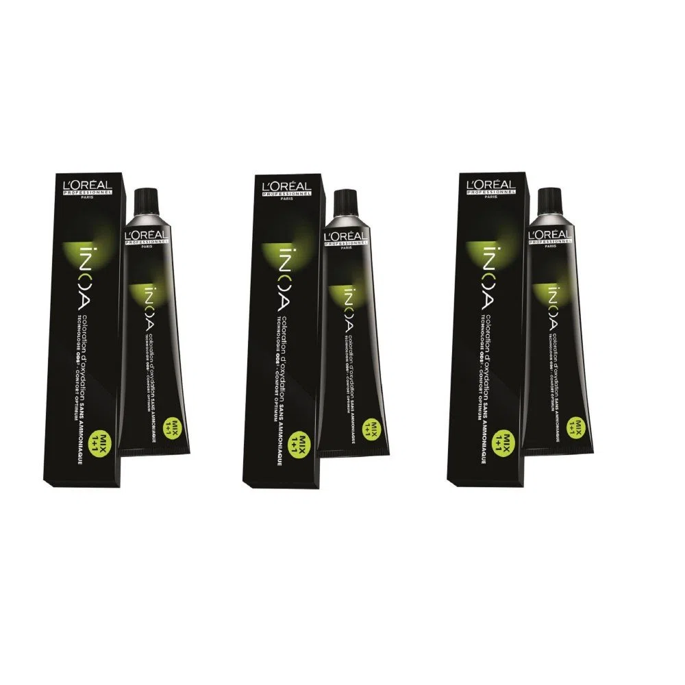 3er Set: Loreal Inoa Haarfarben 60 ml Tube 2 schwarzbraun