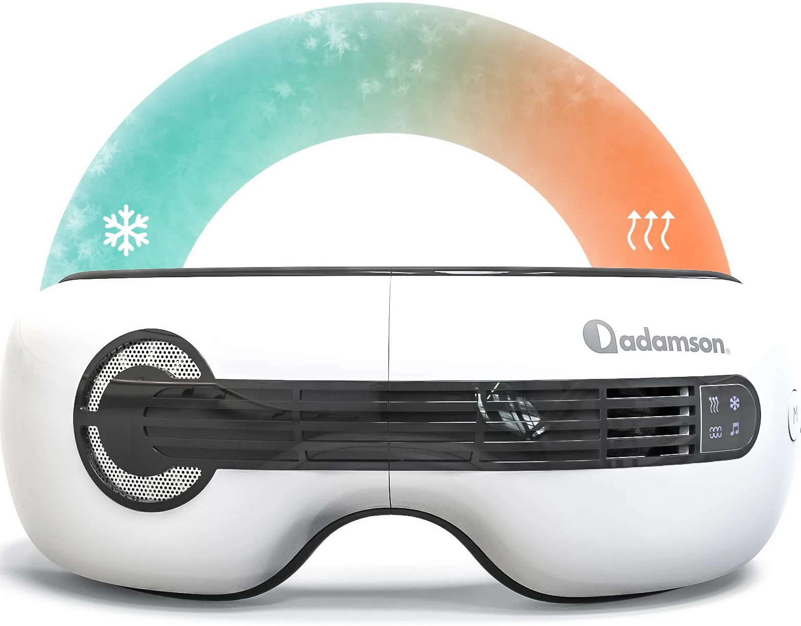 A80 Augen Massagegerät mit 4 Modi, Bluetooth Musik gegen Migräne | Wärme- und Kühlfunktion mit Shiatsu Akupressur sowie verstellbarem Riemen, Weiß