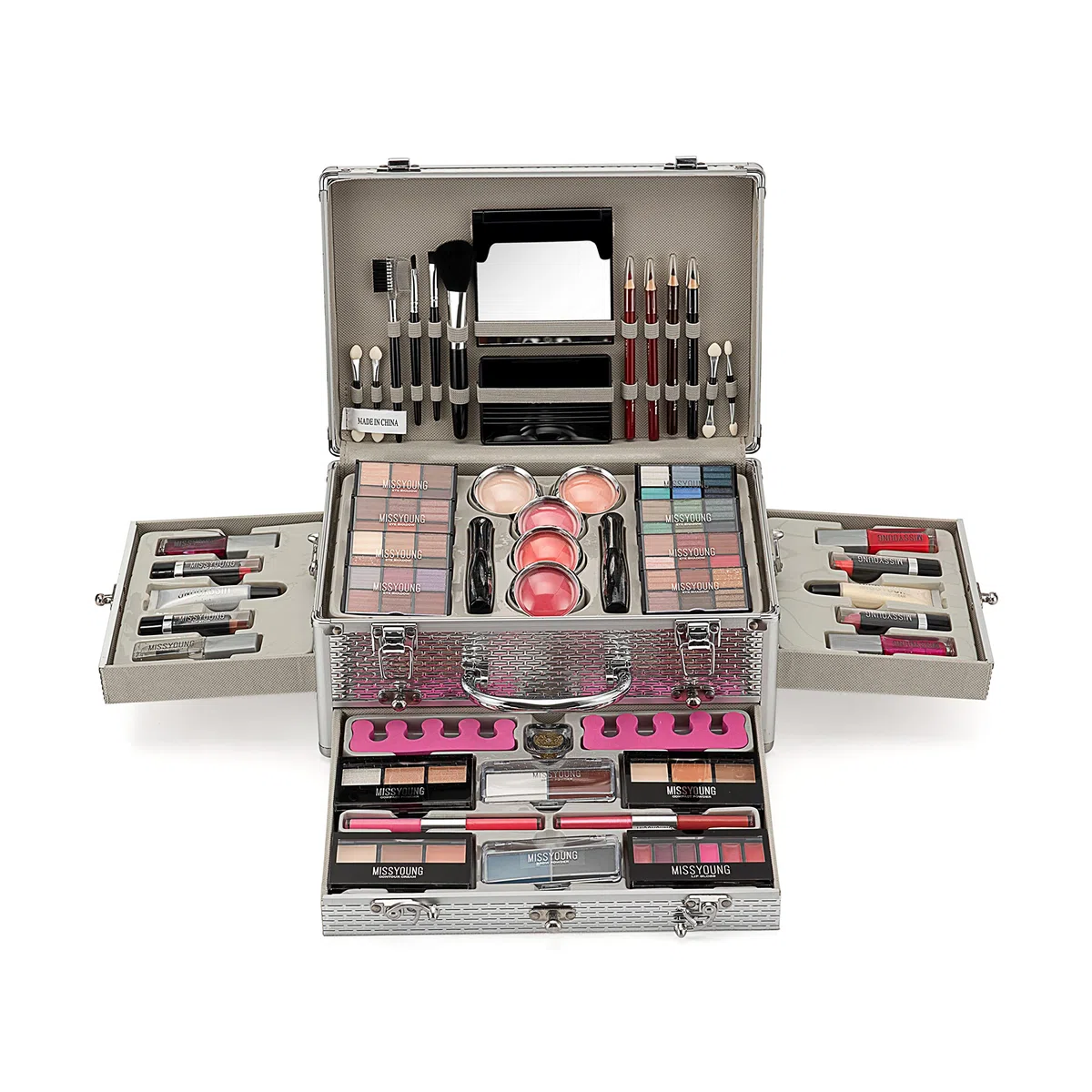 FantasyDay Multifunktions Exquisite Make-up Geschenkset Kosmetik Schmink Kit für Gesicht, Augen und Lippen - Makeup Paletten Schminkkoffer mit Lidschatten Palette, Lippenstift, Rouge, Mascara, Pinsel