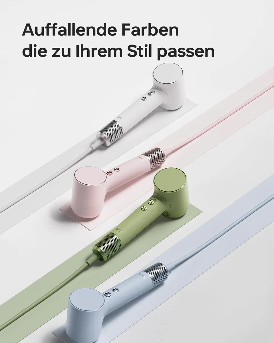 Laifen Mini Haartrockner, 110.000 U/min leistungsstarker Motor mit 200 Millionen Negativ-Ionen, 299 g leicht & 61 dB leise, Kindermodus für sanftes Trocknen, schnelltrocknend, Reiseföhn (Milchrosa)