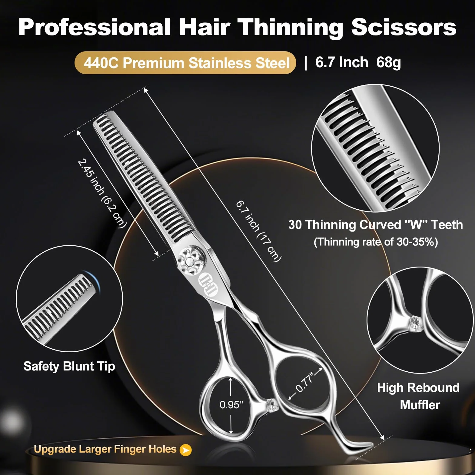 CIICII Friseurschere Profi 440C 6,7 Zoll Haarschere & Effilierschere Set für Haarschnitt Bart Trimmen