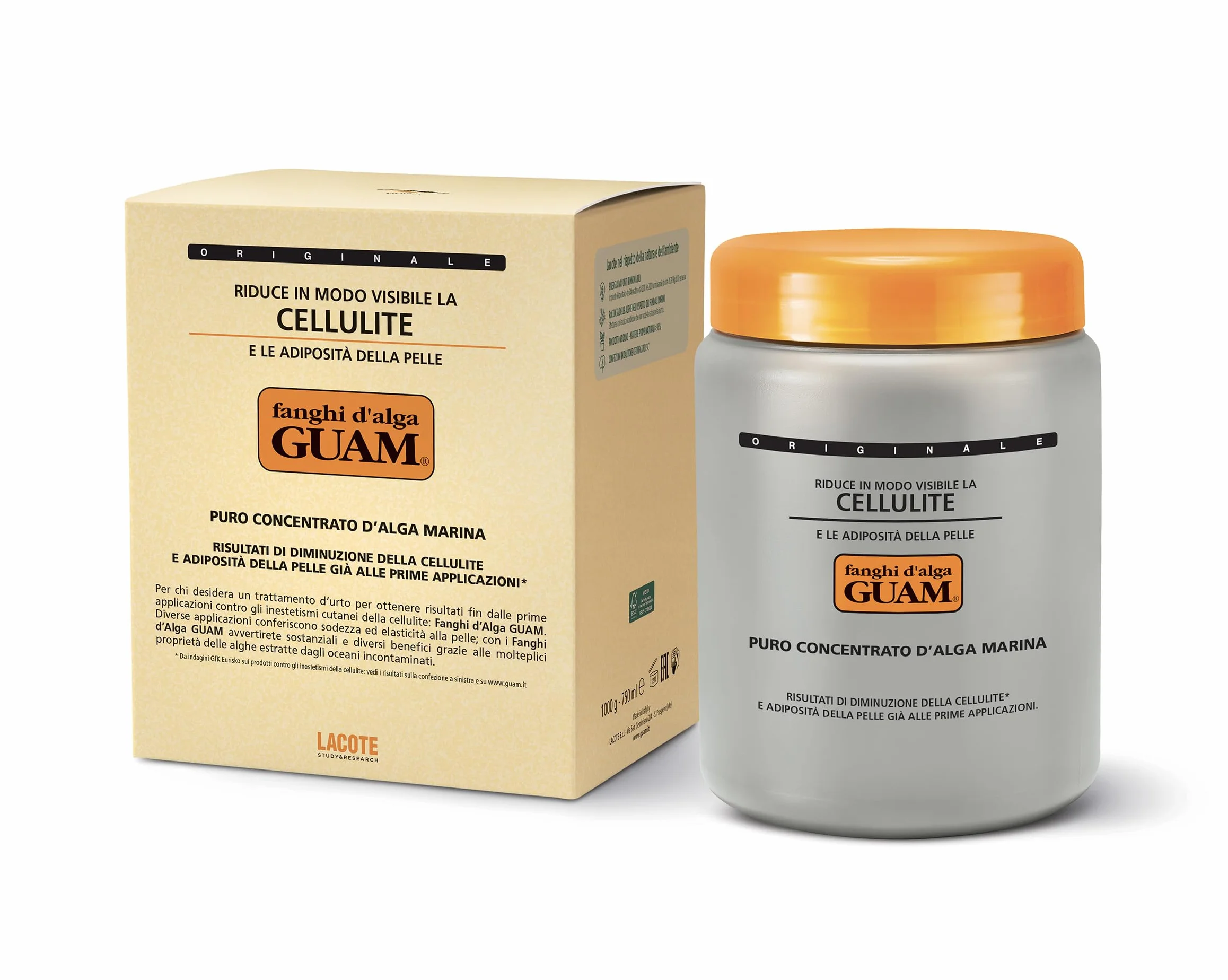 Guam, Algenfango Guam, Traditionelle Formel, Sichtbare Verringerung von Cellulite und Fettdepots auf der Haut, Made in Italy, 1 kg Packung