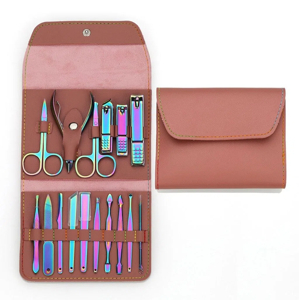 Fantasy-farbenes 16-teiliges Nagelscheren-Set – Maniküre-Werkzeuge für zu Hause, geeignet für Reisen und als tragbares Beauty-Set