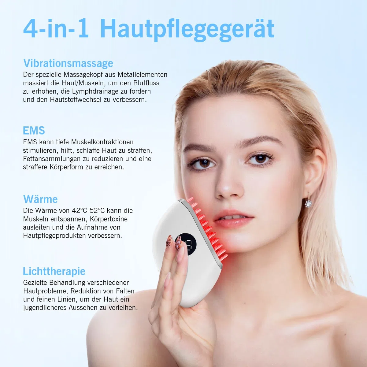 EMS Gua Sha Gesichtsmassagegerät LED Rotlicht Violettlicht Blau Therapie Gesichtsformungswerkzeug