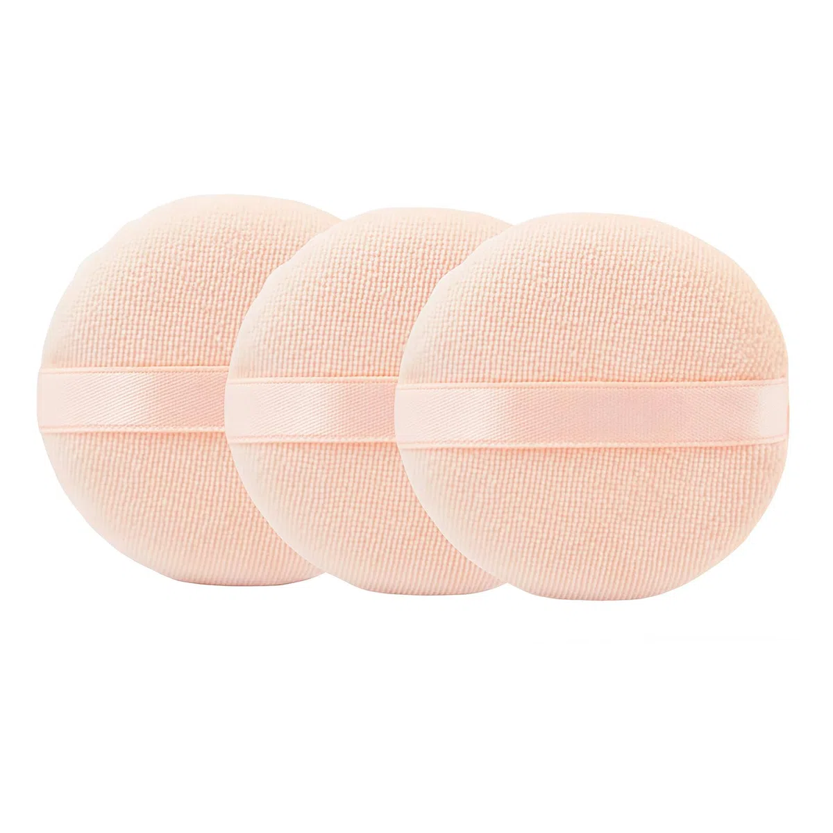Runde Velour-Puderquasten mit Band, 8 cm, weicher Schwamm, Gesicht, Make-up, Kosmetik, loser Puderquaste, Foundation, Beauty-Werkzeug, 3 Stück (Beige)