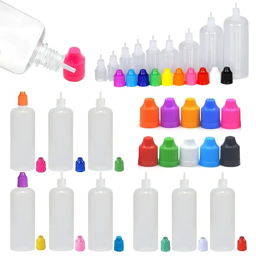 100 Stück 3/5/10/15/20/30/50/100/120 ml Leere LDPE Nachfüllbare Kunststoff-Squeeze-Tropfflasche Mit Abnehmbarer Kappe Flüssigkeits Füll Behälter Wasser Farbe Tinte Container (Himmelblau,120ml)