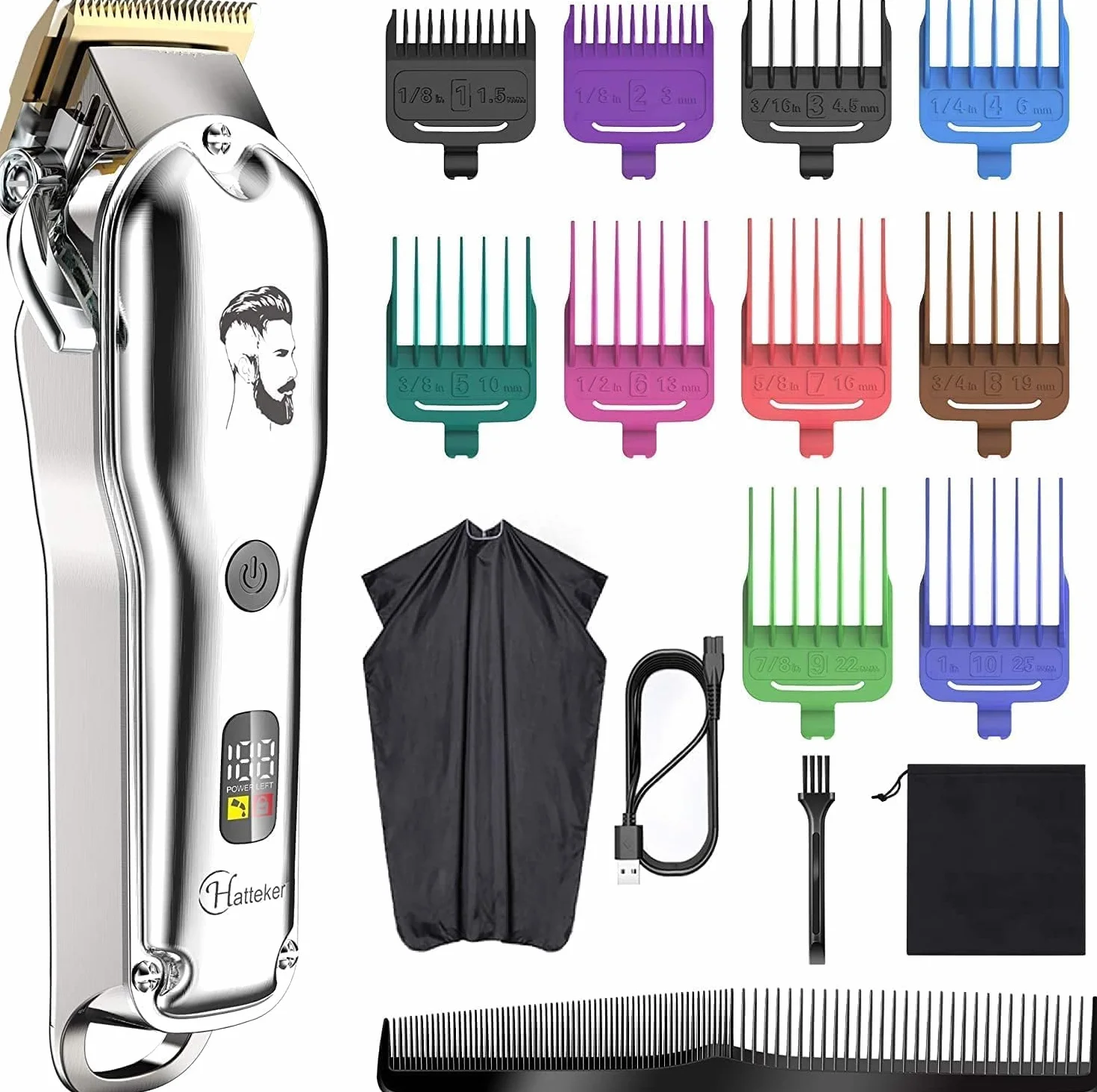 Hatteker Haarschneidemaschine Profi Haarschneider Herren Haartrimmer Bartschneider Barttrimmer Präzisionstrimmer Langhaarschneider Männer Wasserdicht IPX7