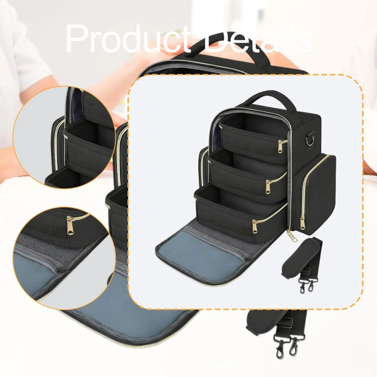Nagellack Organizer, Gel Nagellack Reisebox, Geeignet für 72 Fläschchen, mit Stabilem Tragegriff, Ideales Geschenk für Maniküristinnen, Schwarz