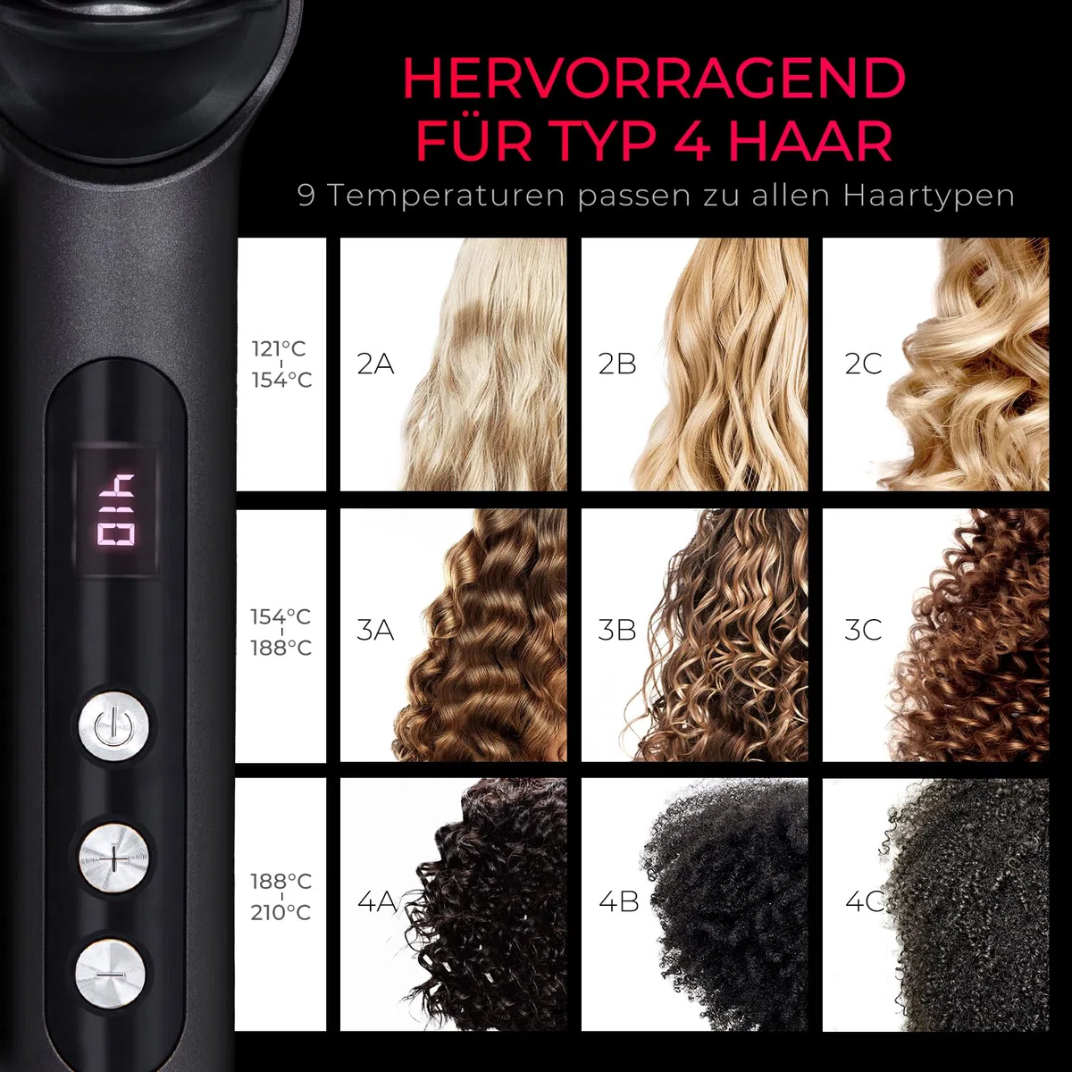 TYMO Haarglätter Bürste - Schnelles Glätten, Ionen Glättbürste, Anti-Frizz, 9 Temperatureinstellungen, LCD-Bildschirm, Schnelle Aufheizung, Verbrühungsschutz, Schwarz