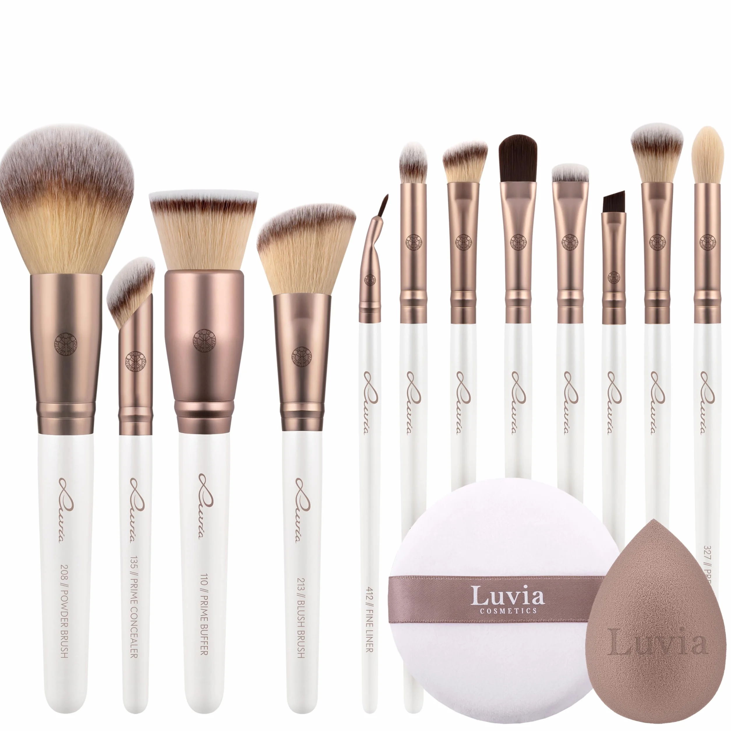 Luvia Ultimate Glam Kit – 14-teiliges veganes Make-up Pinselset mit Blender Sponge & Powder Puff für Foundation, Blush, Highlighter & Eyeshadow