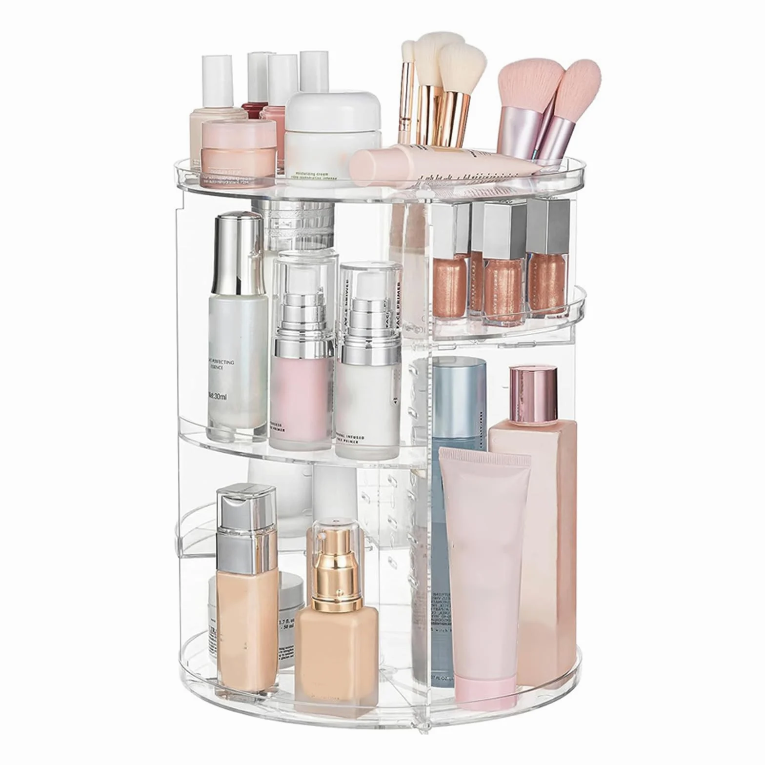 Generisch Geräumiger Make up Organizer, drehbares Acryl Schönheitsproduktregal, kosmetische Aufbewahrungslösung für Schminktisch und Badezimmer, Kosmetikprodukt Organizer