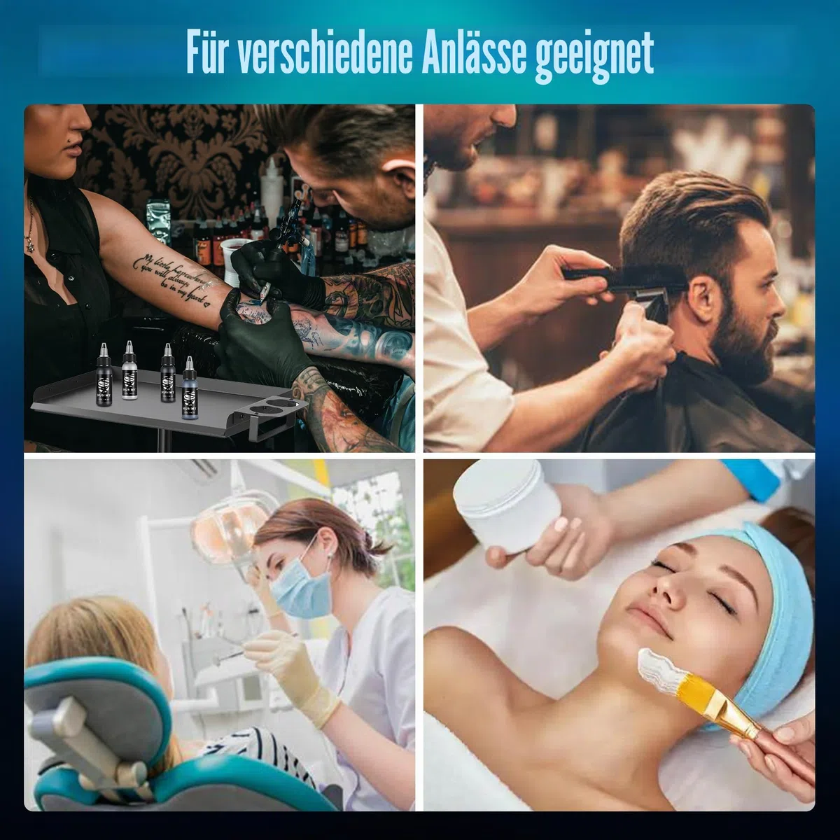 Poarmeey Tattoo-Tablett auf Rollen, höhenverstellbarer Tattoo-Wagen mit Handschuhfach und Taschentuchhalter, Schwarz