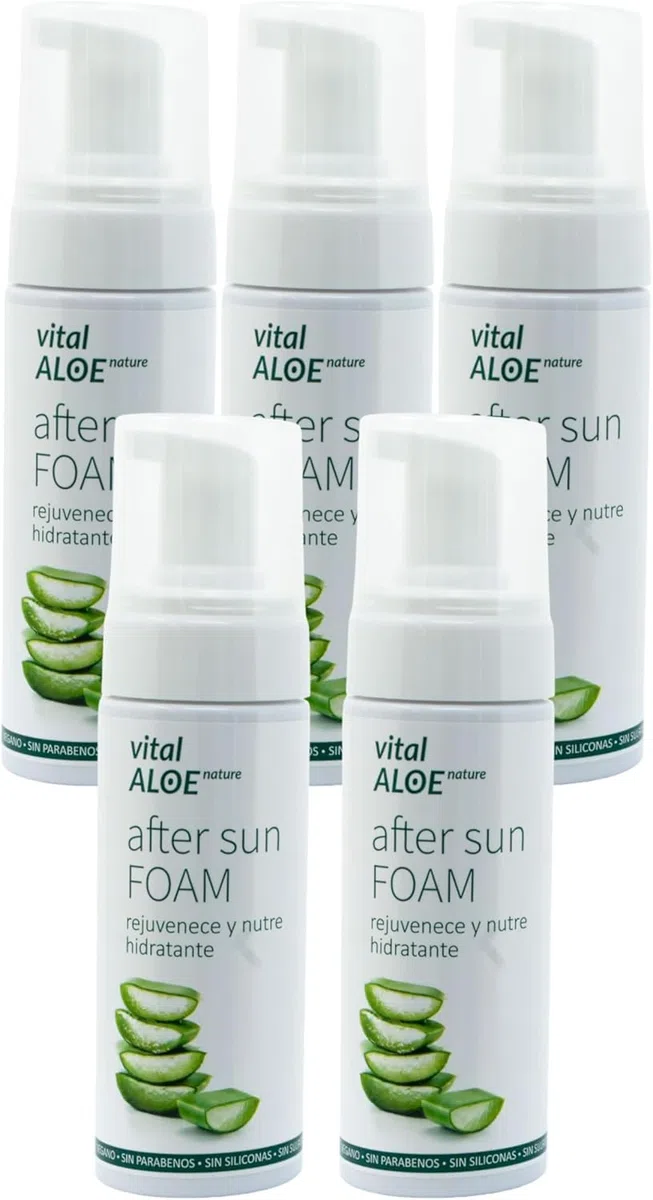 After Sun Foam 5x150 ml | Feuchtigkeitsspendender After-Sun-Schaum mit Bio-Aloe Vera und Calendula | Gesicht und Körper | Leichte Textur, Vegan, Ohne Parabene, Silikone und Sulfate