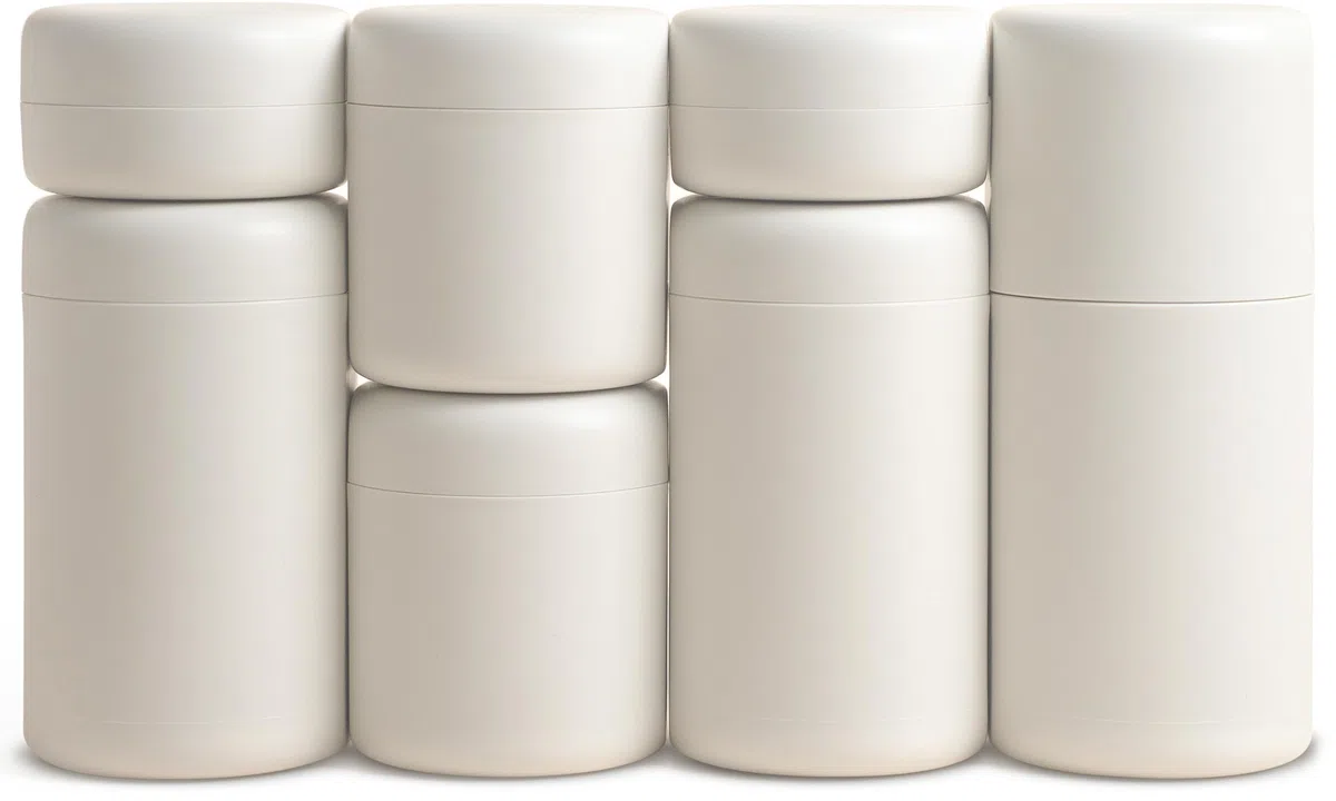 Travelpods 7 Auslaufsichere Kosmetik Reise Behälter Magnet Behälter Spülmaschinenfest Hartschalen Reisespender BPA-Frei Reiseflaschen 55ml 30ml 10ml Sandstone