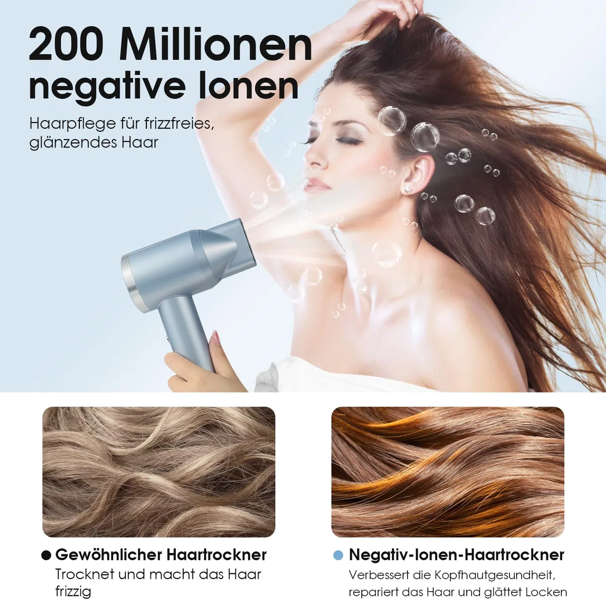 YASHE Ionen Haartrockner, 110.000 U/min Hochgeschwindigkeits-Bürstenloser Motor, Leises Schnelles Trocknen 22m/s, 1600W Föhn mit Diffusor, für Salon Zuhause Reisen