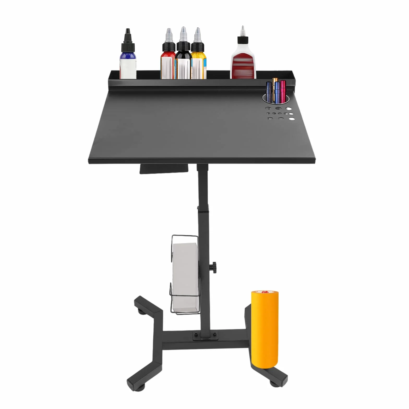 Rollendes Salon Tablett mit Höhenverstellbar, Multifunktionaler Aufbewahrung, Eisen Rollen Salon Wagen für Friseursalons, Tattoo-Studios