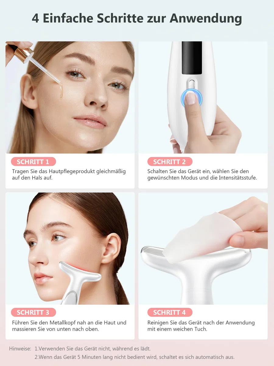 Gesichtsmassagegerät Face Gesicht Falten Gerät: Anti Gegen Falten Beauty Device 5℃ kalte und 45℃ Wärme - EMS Massage Gerät Gesicht 6 Modi 4 Farben LED - Lifting Straffung Gesichtsmassage Damen Herren
