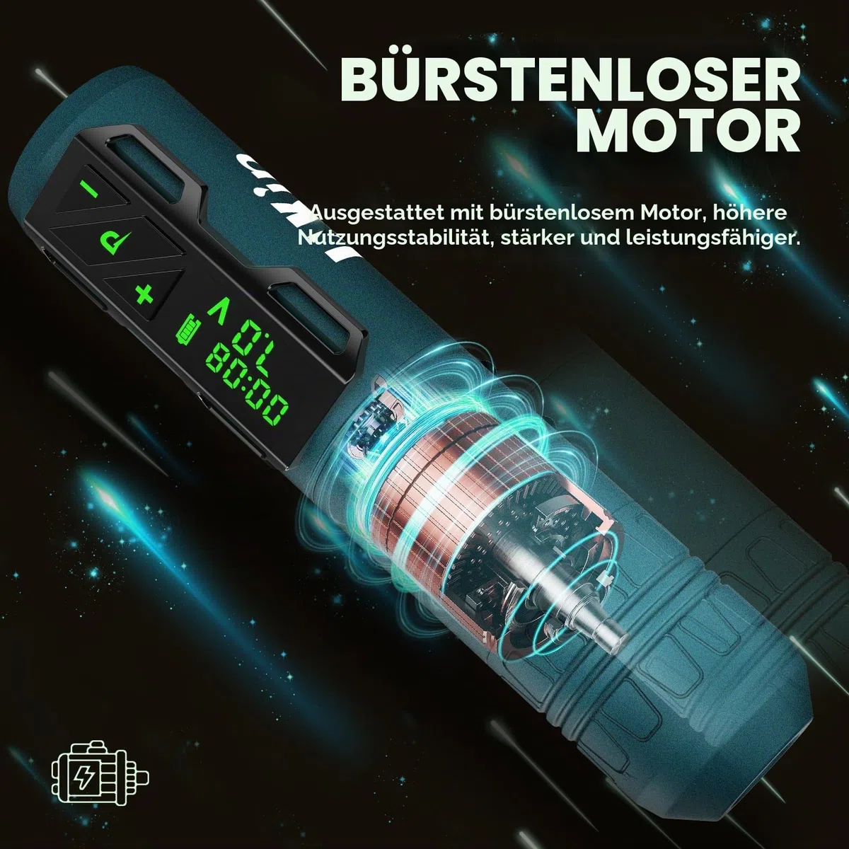 INKin Tattoo Maschine Set Anfänger, Kabelloser Tattoo Set mit 1800mAh Akku Bürstenloser Motor, 3.5mm Hublänge Tattoo Maschine, Tattoo Nadeln und Tattoo Farbe, Tattoo Zubehör Komplettes Set