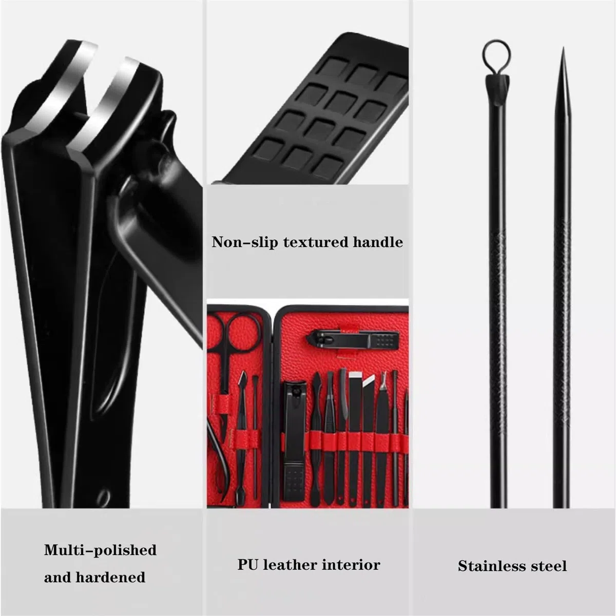 Nagelknipser Set 18-in-1-Maniküre-Set, Edelstahl-Nagelpflegeset, professionelles Nagelpflegegerät for Finger und Zehen, tragbares Pediküre-Set for Männer und Frauen Maniküre Pediküre Set