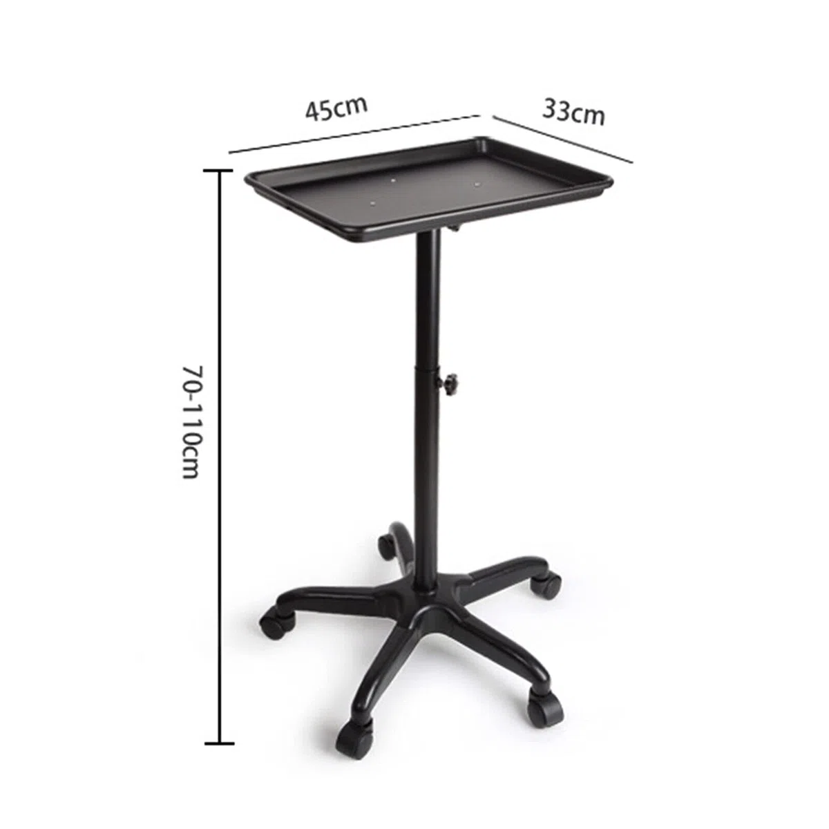 Salon Rollwagen Beauty Trolley Wagen Gerätewagen Friseur Salonwagen mit Ablagefläche und Stauraum,höhenverstellbarer Tattoo-Tablettwagen Rädern, Zubehör für Salon- Spa-Dienstleistungen, Schwarz