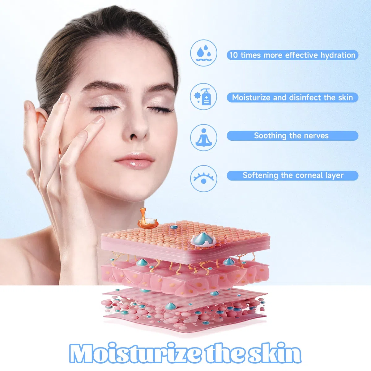 Tragbarer Vapozon, ästhetisch, professionell, höhenverstellbar, Gesichtsdampf, mit LCD-Display und Rollen, geeignet für Schönheitssalons, zu Hause (schwarz)