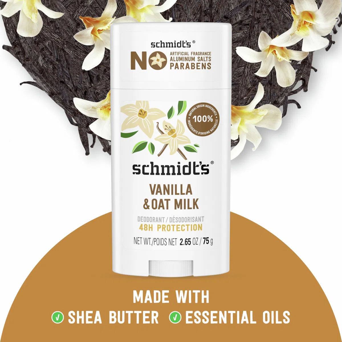 Schmidt'S Schmidts Deodorant für empfindliche Haut, Deodorant mit Vanille- und Hafermilchgeschmack, 65 ml, 1 Stück