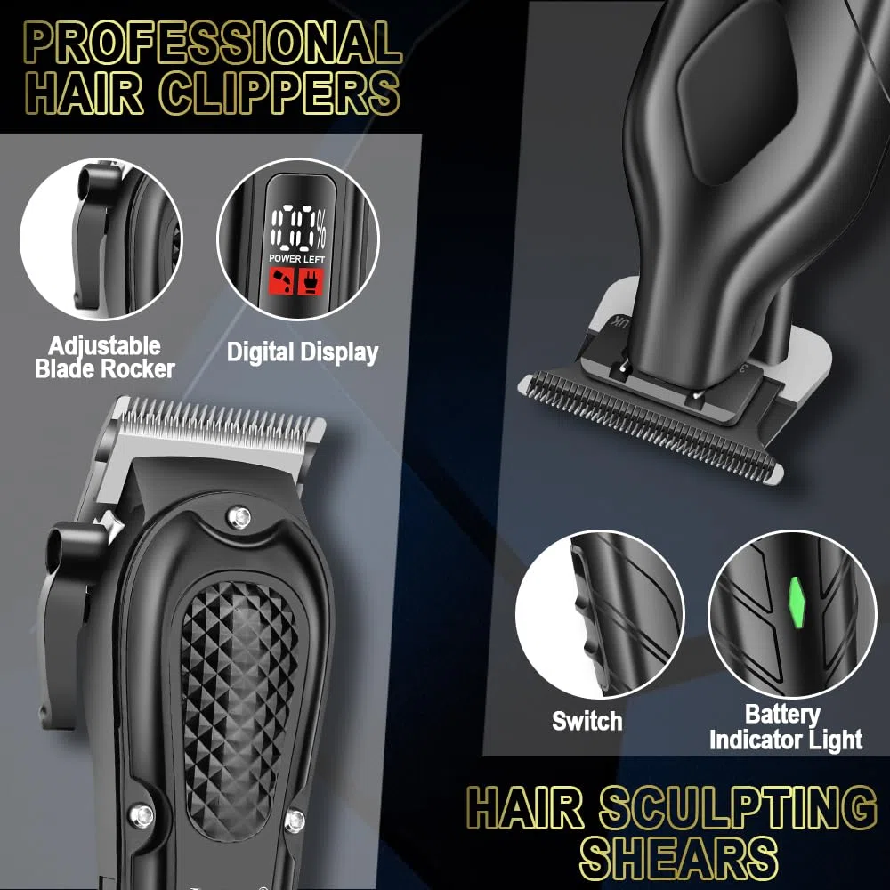 5-in-1 Professionelle Haarschneidemaschine für Männer, schnurloses T-Blade Barber Kit & Trimmer Set mit Folienrasierer, Nasentrimmer, LED-Display - Geschenke für Ehemann, Freund zu Weihnachten