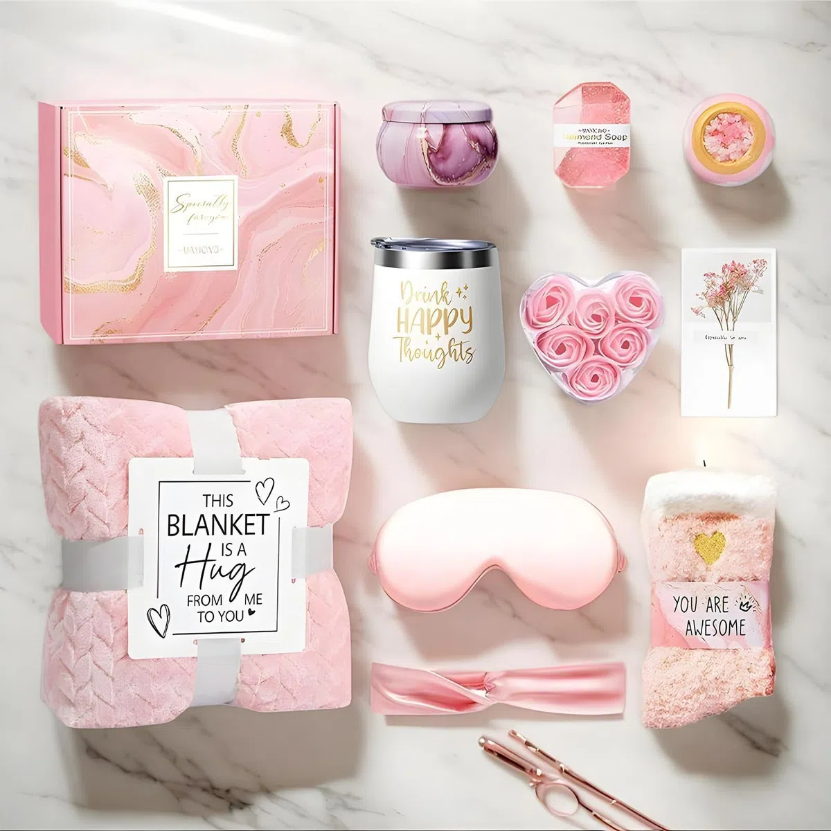 Persönliches Pflege-Set für Frauen – Körperpflege-Spa-Set für Frauen – | Entspannungs-Set mit Flanelldecke für Postpartnum, Muttertag, Ruhestand