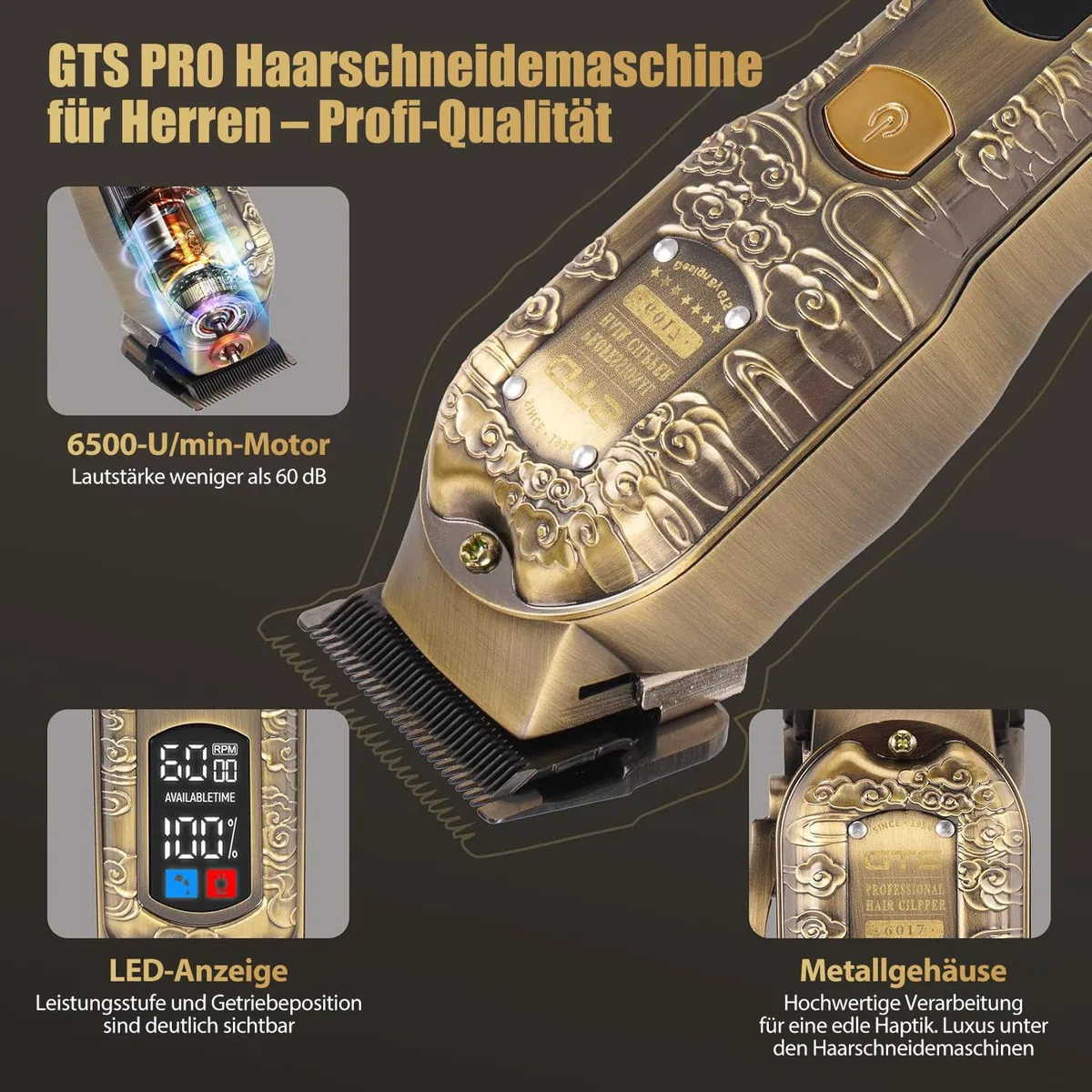 Haarschneidemaschine & Barttrimmer für Männer Profi-Haarschneider (Bronze)