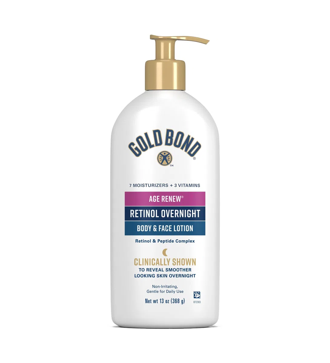 Gold Bond Age Renew Retinol Overnight Body & Face Lotion, mit Retinol & Peptid-Komplex, 370 ml