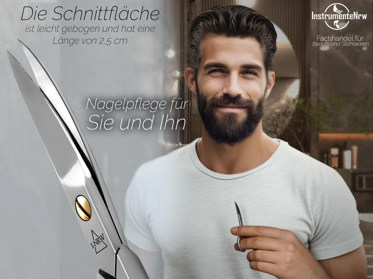 Nagelschere gebogen mit einseitiger Mikroverzahnung Edelstahl Rostfrei Maniküre Pediküre Schere zum präzisen kürzen von Finger- und Fußnägel 9 cm