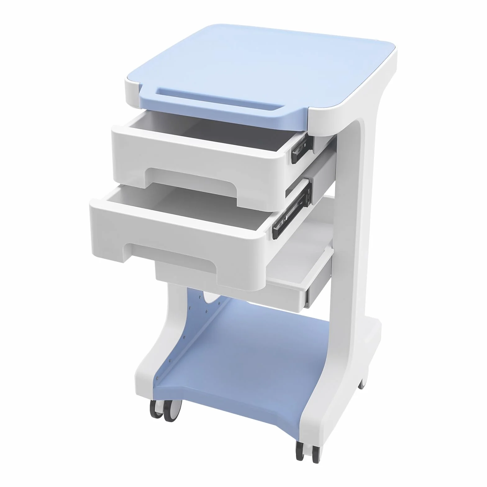 Tragbar Medizinischer Wagen mit 2 Schubladen, 50 kg Tragkraft, Laborwagen Kosmetikwagen Salonwagen für Klinik Krankenhaus