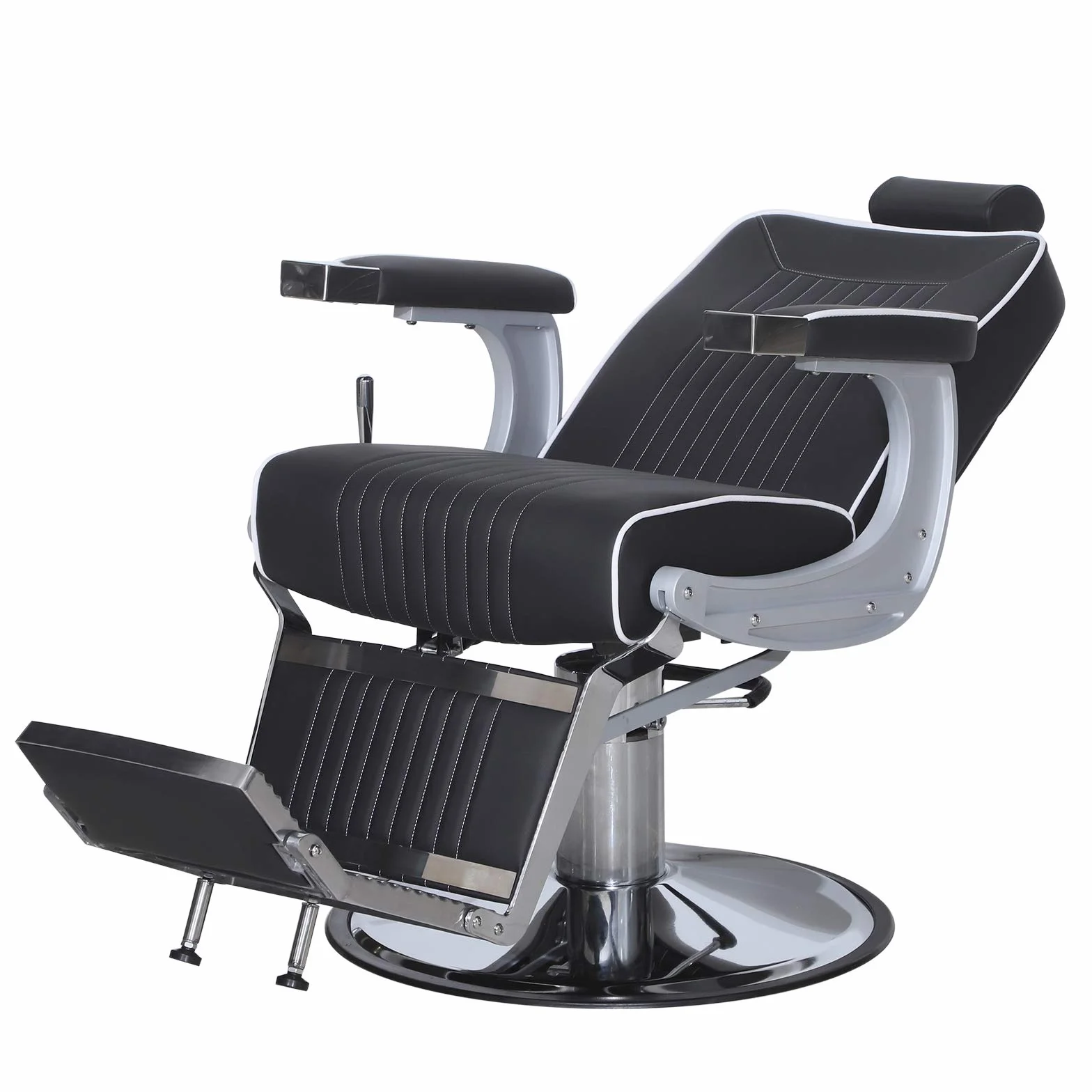 Barberpub Friseurstuhl Bedienungsstuhl 3822 Silber-Schwarz