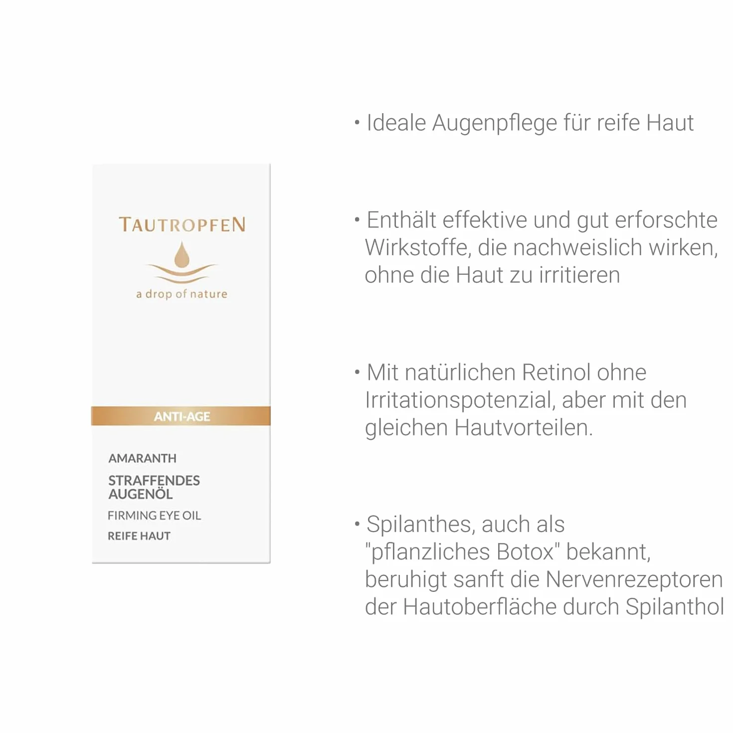 Bio-Retinol Augenöl (15ml) - Intensive Feuchtigkeit, Straffung & Glättung strahlende Augen - Natürliche Regeneration & Anti-Aging-Wirkung - zarte Textur, Schnell absorbiert - TAUTROPFEN Naturkosmetik