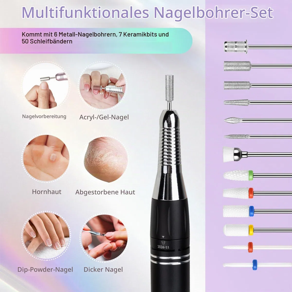 Nagelfräser für Gelnägel Professionell 35000 U/min: Madenia Fräser Nägel Kabellose mit 6 Metall & 7 Keramik Bits, Tragbare Elektrische Nagelfeile für Acrylnägel Maniküre Salon & Zuhause, Grau