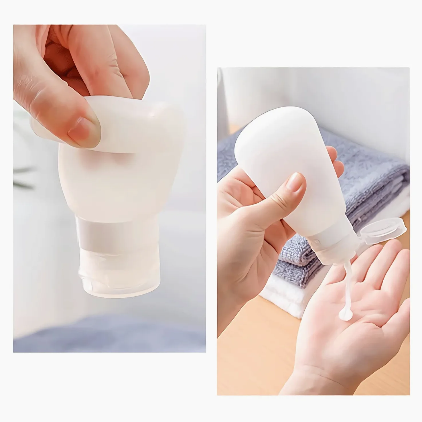 12 Stück 89ml Leer Rosa Silikon Weiche Reiseflasche Nachfüllbar Reisebehälter Tube, Kosmetik Flaschen Set für Creme, Lotion, Shampoo Spülung, Pflegeprodukten + 1 x Waschpad