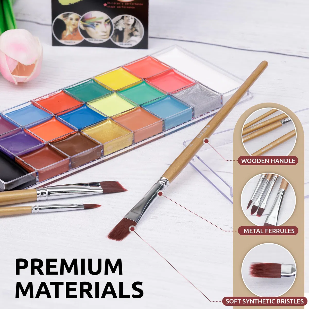 10-teiliges Pinsel-Set für Gesicht und Körper – Professionelle Make-up-Pinsel mit weichen synthetischen Borsten für die Haut, ergonomischer Holzgriff für Anfänger und Künstler, ideal für