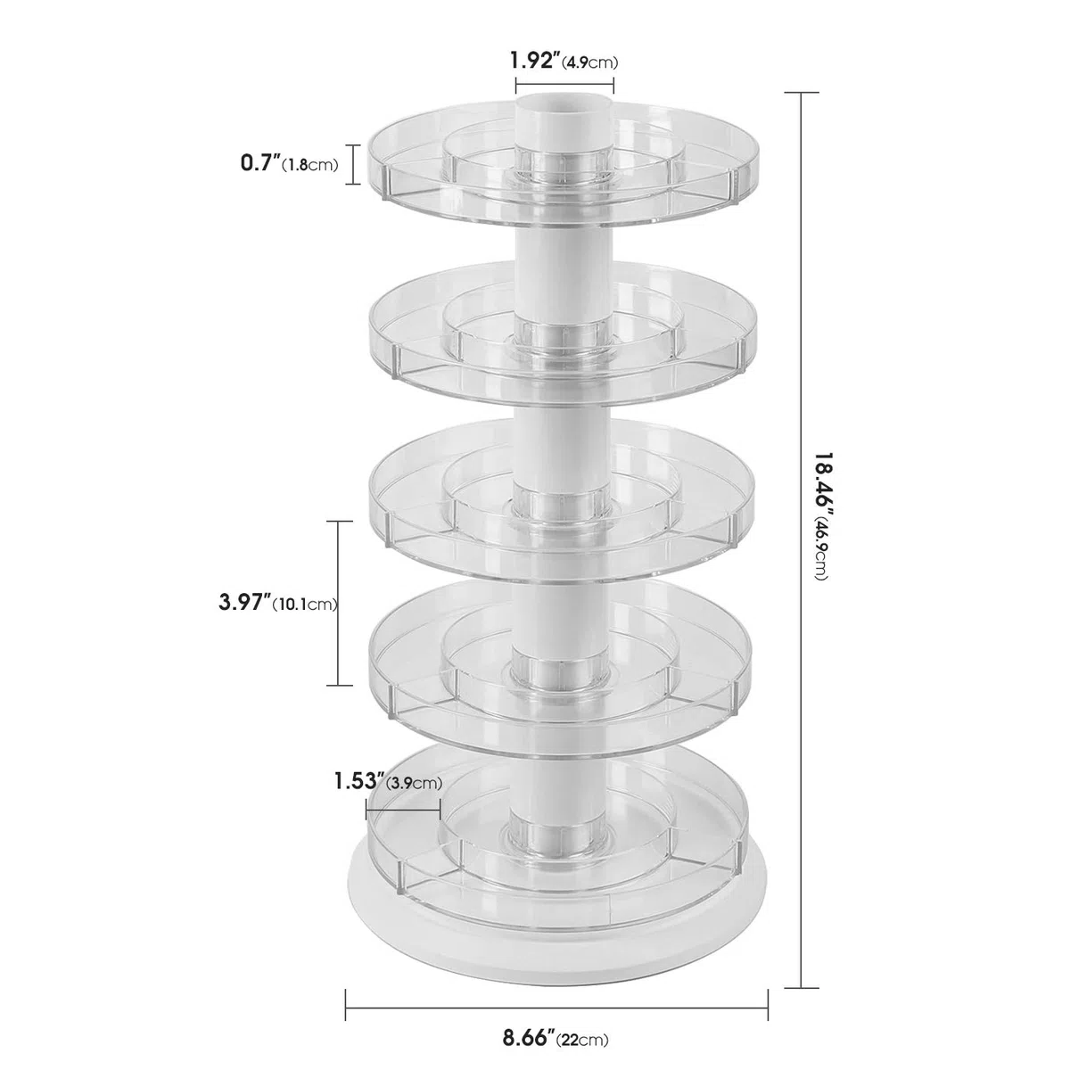 J JACKCUBE DESIGN Drehbarer Acryl-Nagellackständer, drehbares Regal für 115–195 Flaschen, 5-stöckiger Nagellack-Organizer