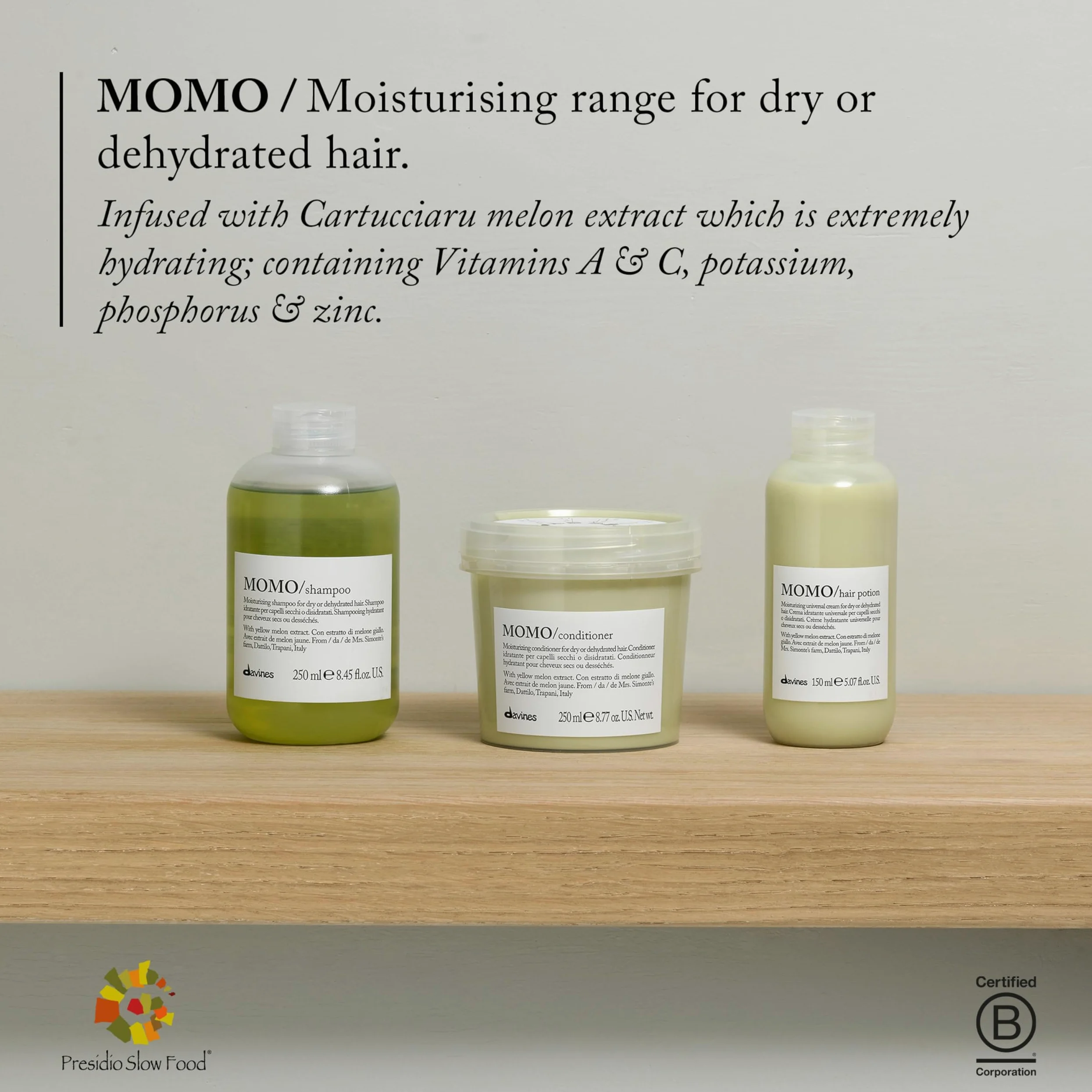 Davines Momo Shampoo Refill 500 ml | Feuchtigkeitsspendendes Shampoo Nachfüllpack für trockenes oder dehydriertes Haar