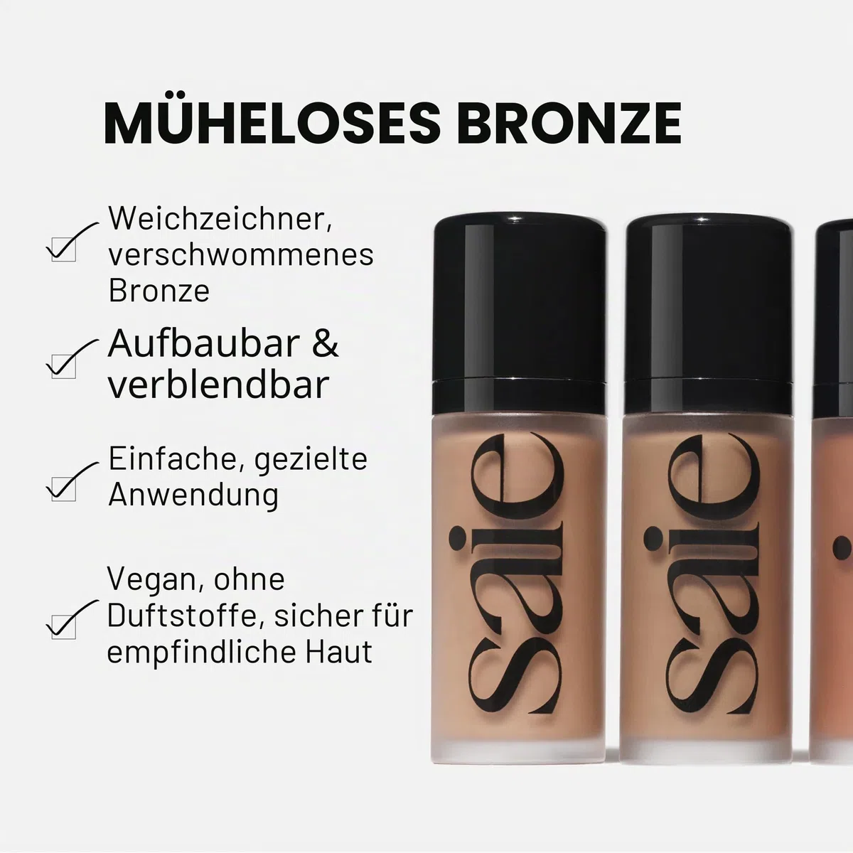 Saie Dew Bronze – Hydratisierender flüssiger Bronzer Stick für einen sonnengeküssten Glanz – flüssiger Konturenstift mit pflegenden Hautpflegestoffen – modelliertes Gesichts-Make-Up Essential – Salz | Liquid Contour & Bronzer für dezente Definition & Allo