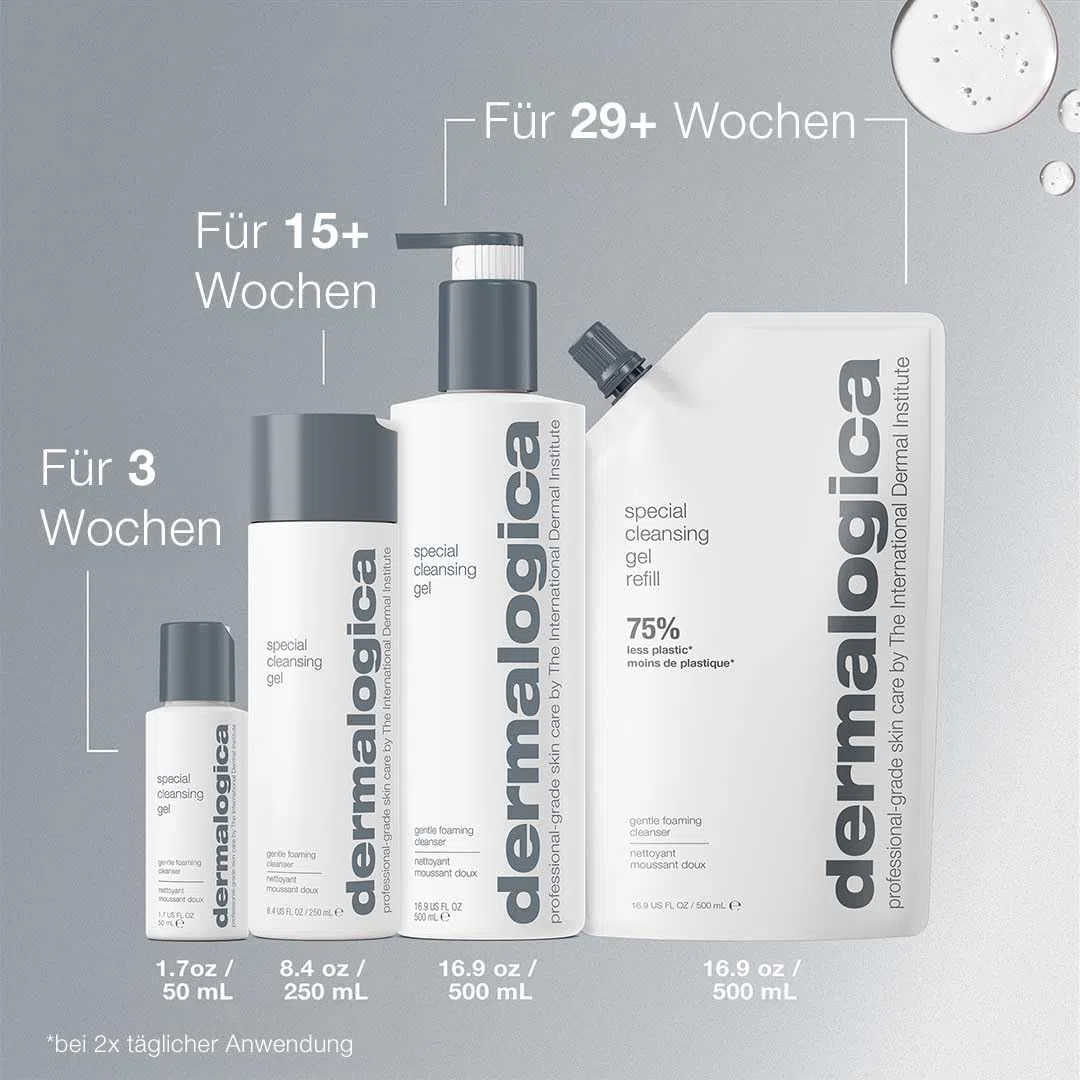 Dermalogica Special Cleansing Gel Gesichtsreiniger 500ml Nachfüllen | Seifenfreier, schäumender Reiniger, der Unreinheiten entfernt, ohne die Haut auszutrocknen.