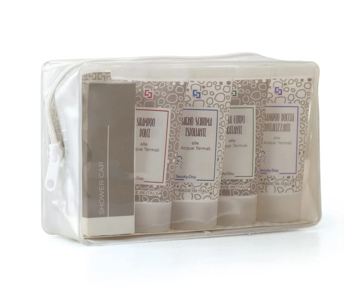 Present-More Amenities Kit Beauty-Day Italy - Welcome Gift Toilettenartikel 24 Gäste für Hotels und B&B | Allergenfreie Amenities Kit mit Duftnote Ylang Ylang