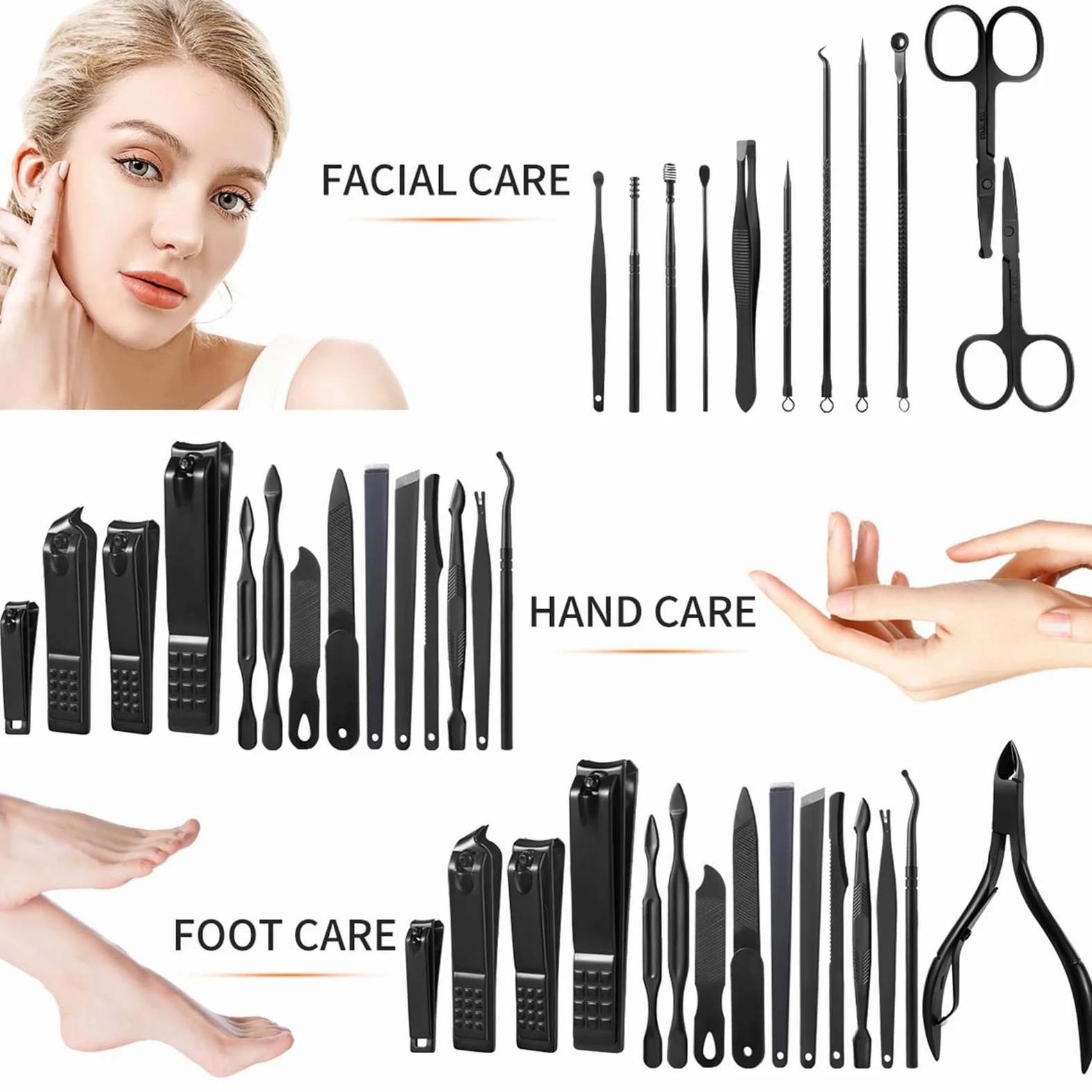 Maniküre Set Nailart-Set, professionelles Nagelknipser-Set – 26-teiliges Maniküre-Set aus Edelstahl, Nagelpflege-Tools mit luxuriöser Reisetasche Nagelknipser(Blue)