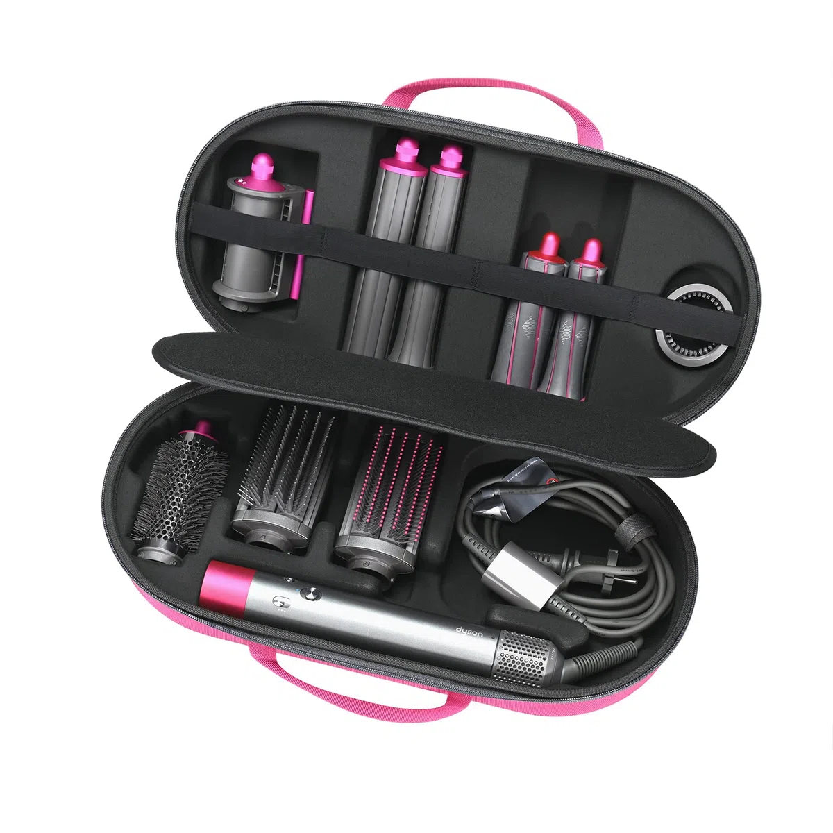 RLSOCO Hartschalen-Schutzhülle für Dyson Airwrap Complete Long/Complete Styler HS05 HS01 – passend für 4 Lange oder Kurze Fässer, Pink (nur Hülle, Haarstyler ist Nicht im Lieferumfang enthalten)