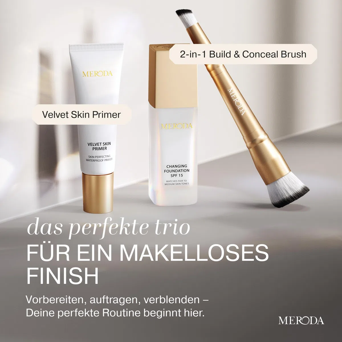 MERODA® Changing Foundation SPF 15 Light to Medium Skin Farbwechselnde Foundation für Reife Haut Make Up Hautton Anpassend