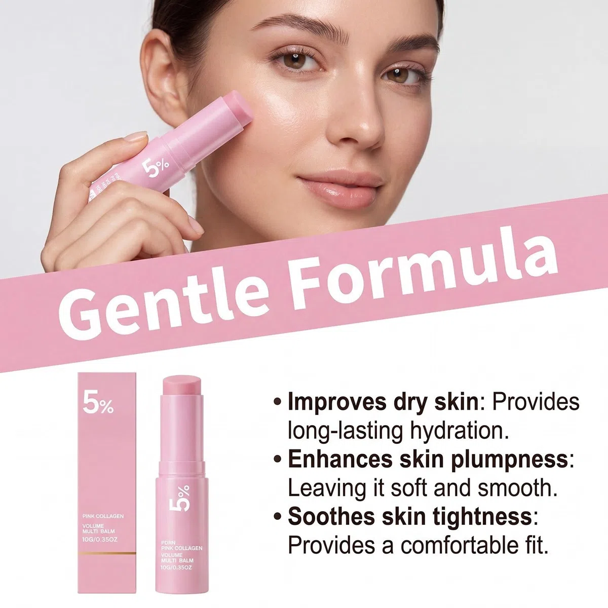 PDRN Care Sticks with Collagen Moisturizing Firming Anti-Aging 10 g | Korean Anti-Wrinkle Balm, Smooth Fine Lines, Firming Care for Wrinkles Gesicht und Anti Dark Circle, Augen und Hals