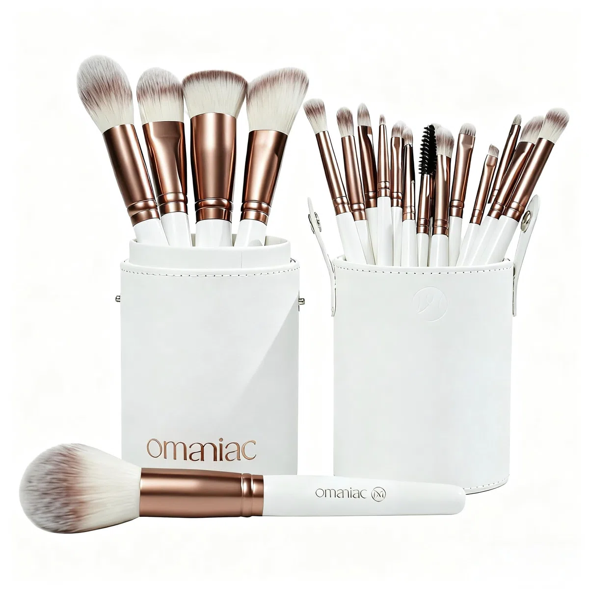OMANIAC 20-teiliges Makeup Pinsel Set, Hochwertiges Pinselset Make-up aus langlebigen synthetischen Fasern, Professionelle Makeup Pinsel für Alltag oder Reise Makeup Bürsten Set(Weiß)