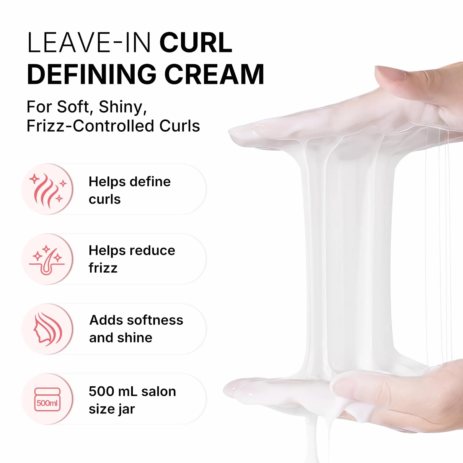 Karseell Lockencreme 500 ml – Definierende Curl Cream Lockenstärker & Lockenkontrolle, Locken Creme für Lockiges und Welliges Haar
