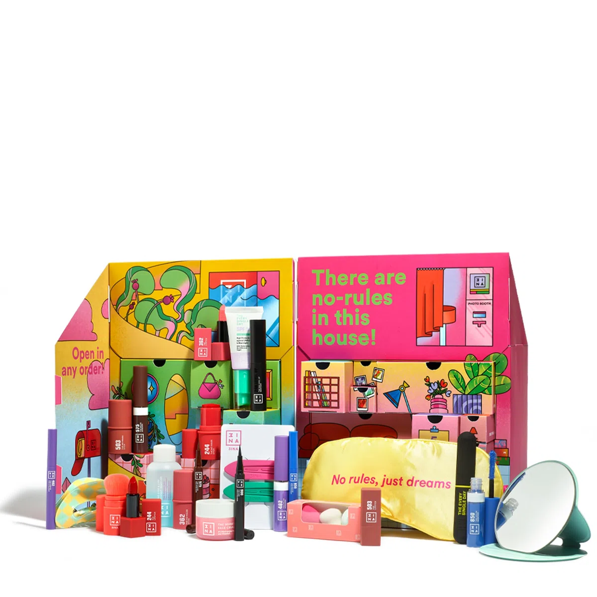 3INA MAKEUP - The No-Rules House: 24 Days Of Color - Adventskalender Beauty 2025 - Make-Up Set - Adventskalender mit 24 Überraschungen - Vegan - Cruelty Free