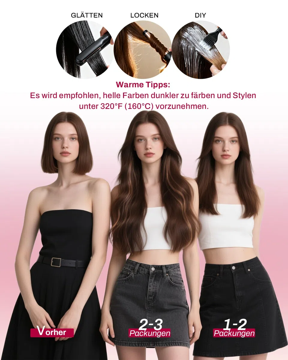 Moresoo Clip in Extensions Echthaar, Salon Qualität Weiches Glattes Haar 35 cm 5 Stück 80g Echthaar Extensions Clip in #4/10/16 Braun zu Braun mit Blond, Leicht zu Tragen Solide und Langlebig 14 Zoll